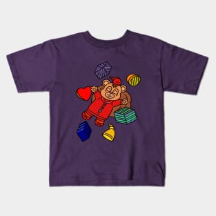 Santa Claus Brown Bear Kids T-Shirt